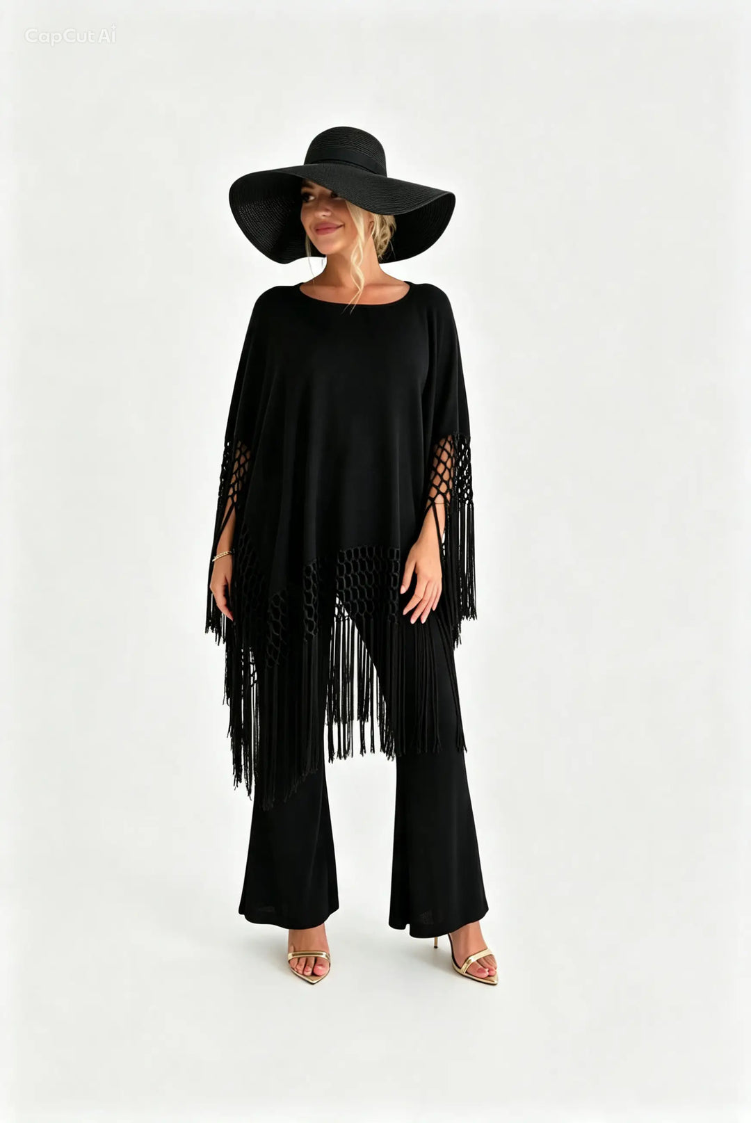 PHO FIRENZE - PANTALONE A PALAZZO DA ABBINARE AL PONCHO