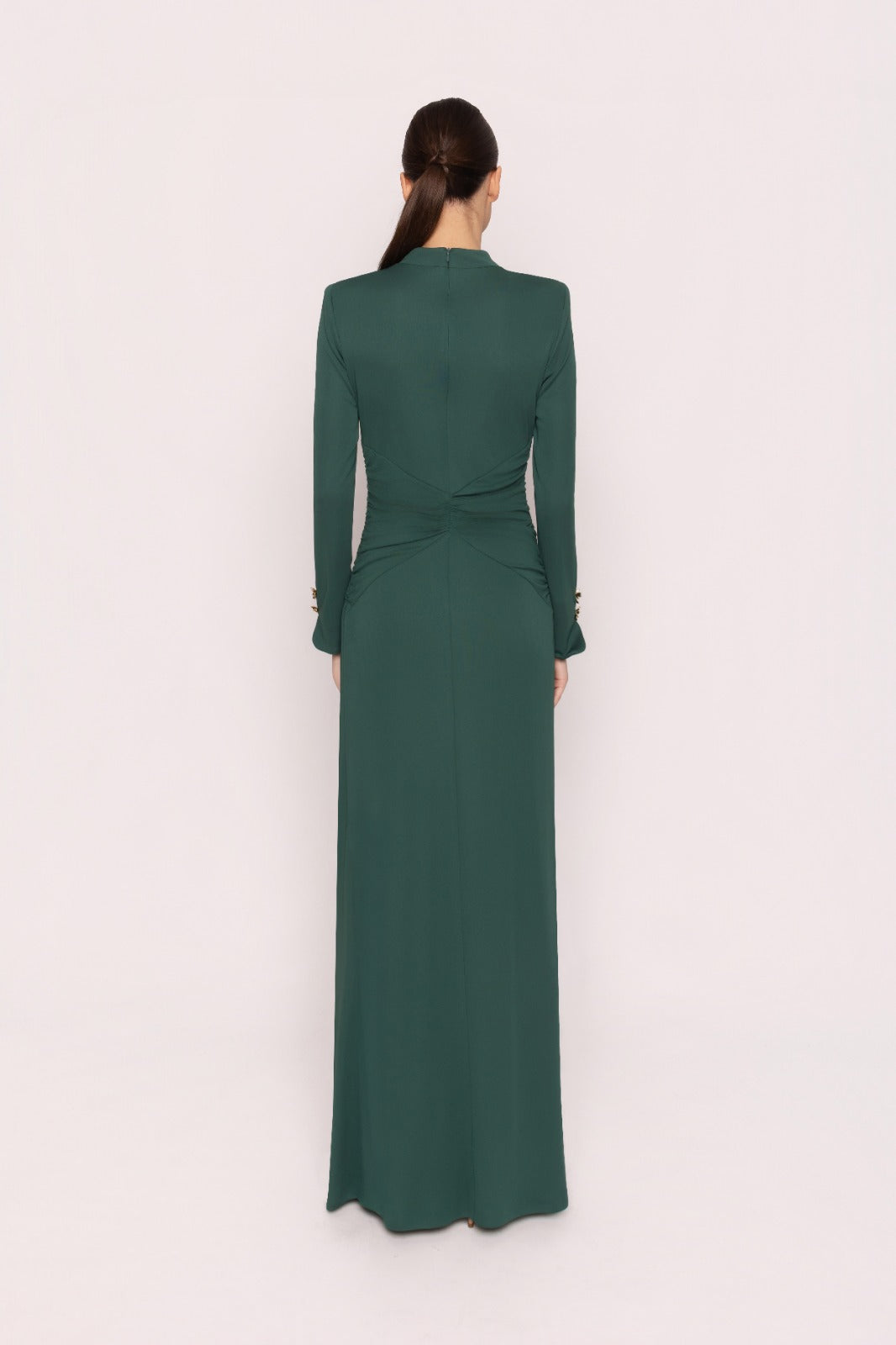 CARLA RUIZ - ABITO MAXI MONOCOLORE IN JERSEY STRETCH VERDE SMERALDO