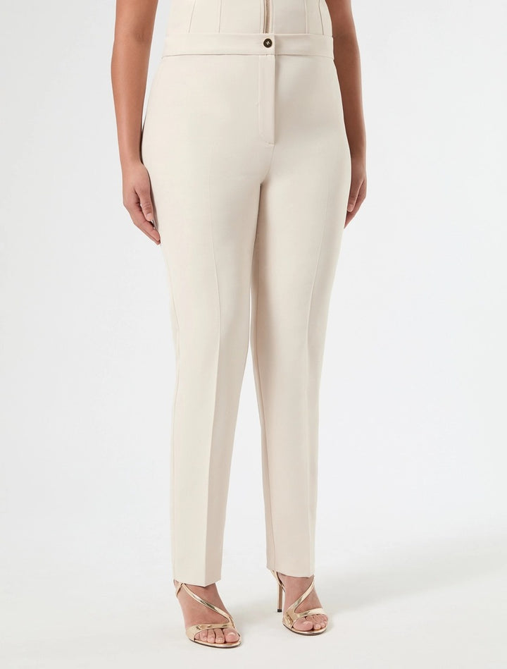 PERSONA - PANTALONI SLIM IN TESSUTO DIAGONALE - ALBINO