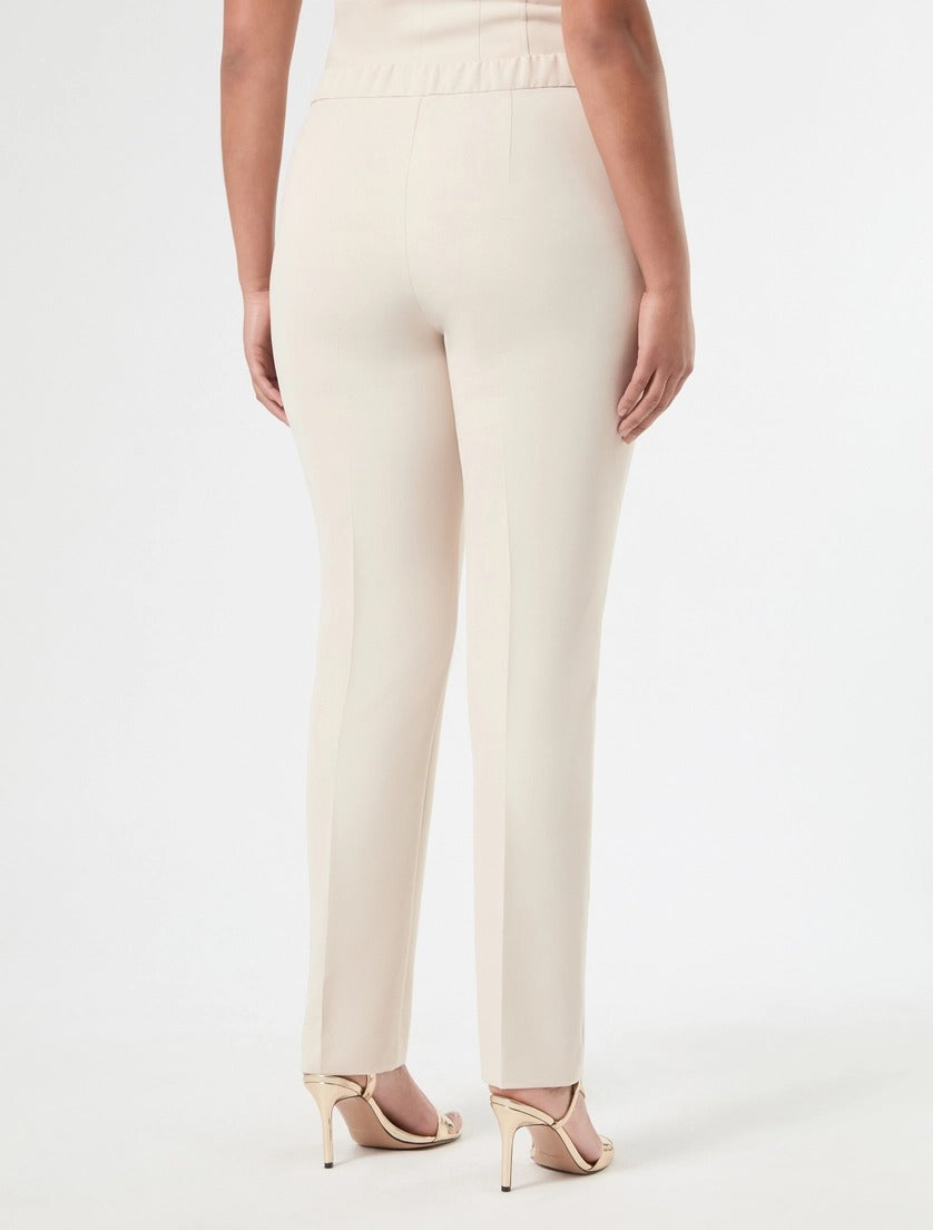 PERSONA - PANTALONI SLIM IN TESSUTO DIAGONALE - ALBINO