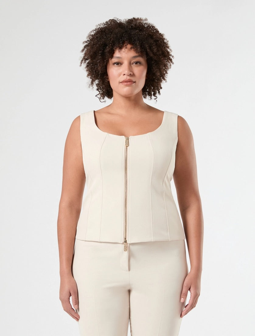 GILET IN TESSUTO DIAGONALE - ALBINO