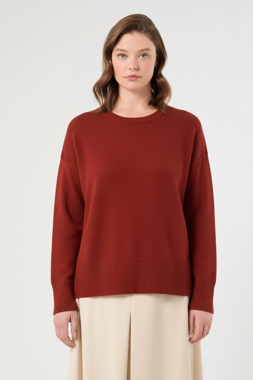 PERSONA - MAGLIA IN PURA LANA CARDATA, DALLA LINEA BOXY