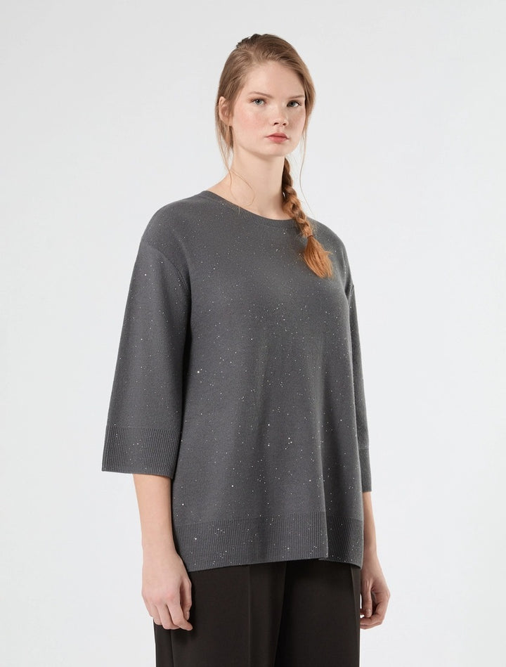 PERSONA - MAGLIA IN FILATO DI MICROPAILLETTES, DALLA LINEA DRITTA
