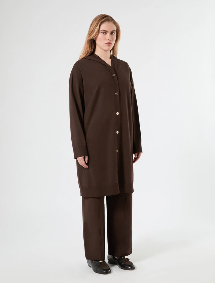PERSONA - MAXI CARDIGAN IN VISCOSA - CACAO