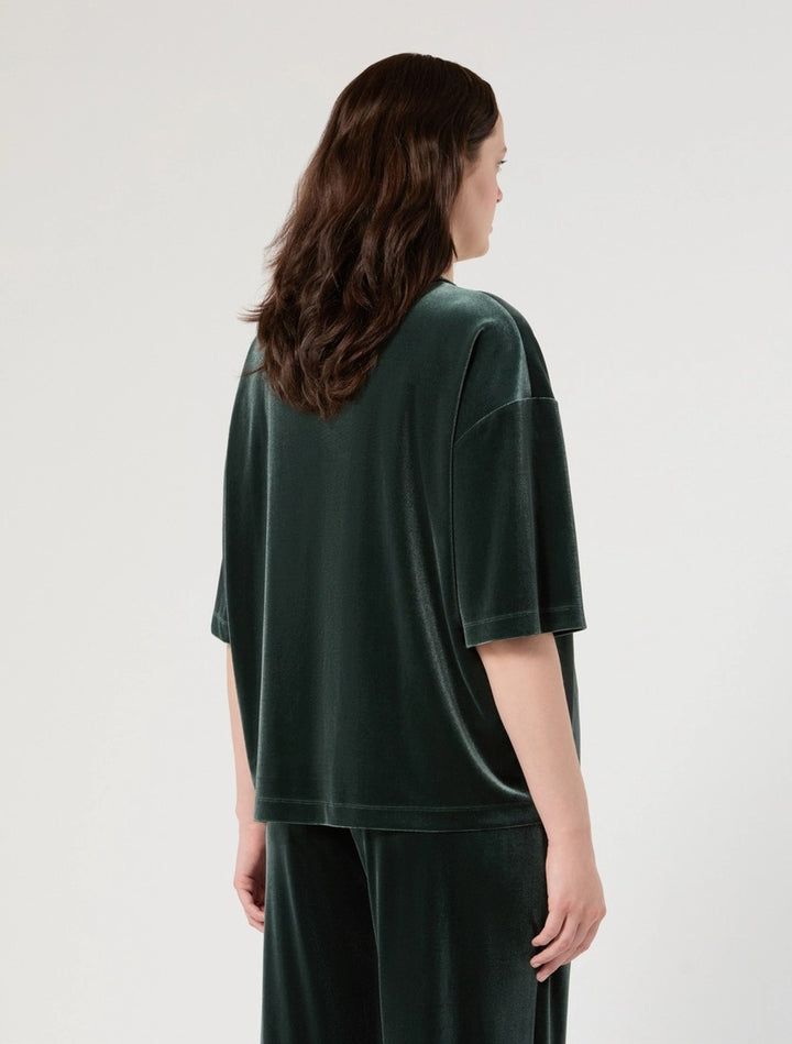 PERSONA - T-SHIRT IN JERSEY DI VELLUTO - VERDE BOSCO