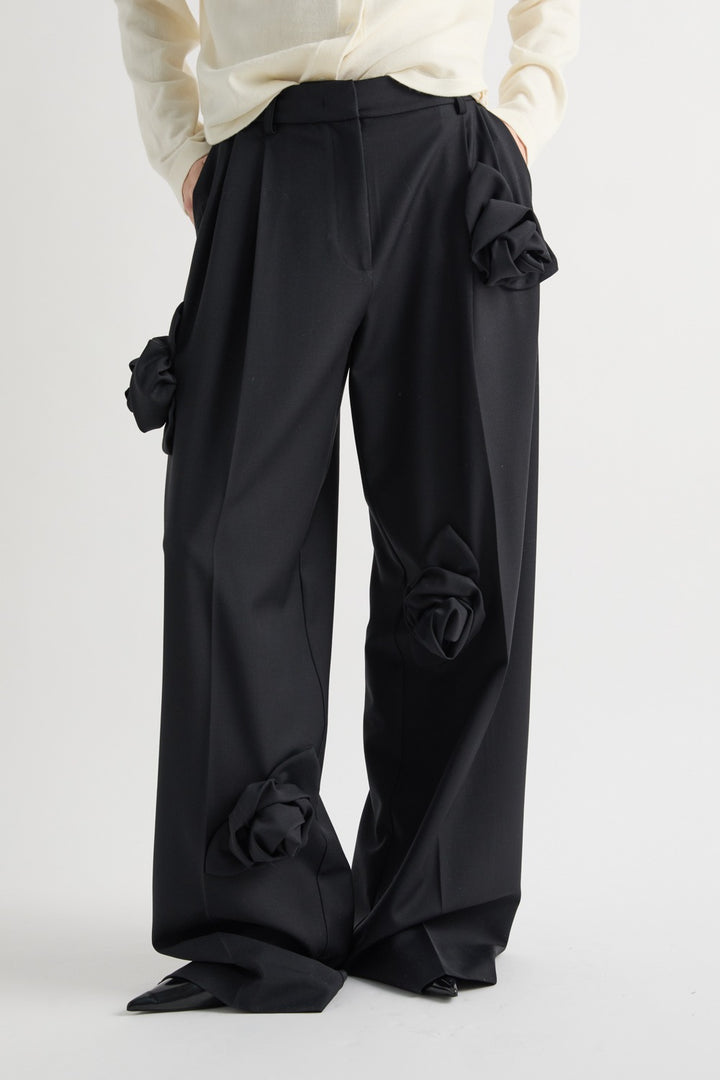 MEIMEI J - PANTALONE CON APPLICAZIONI A FIORE