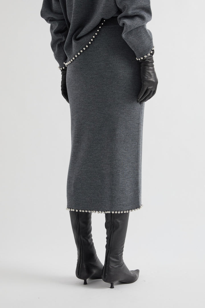 MEIMEI J - GONNA MIDI IN MAGLIA CON CRISTALLI