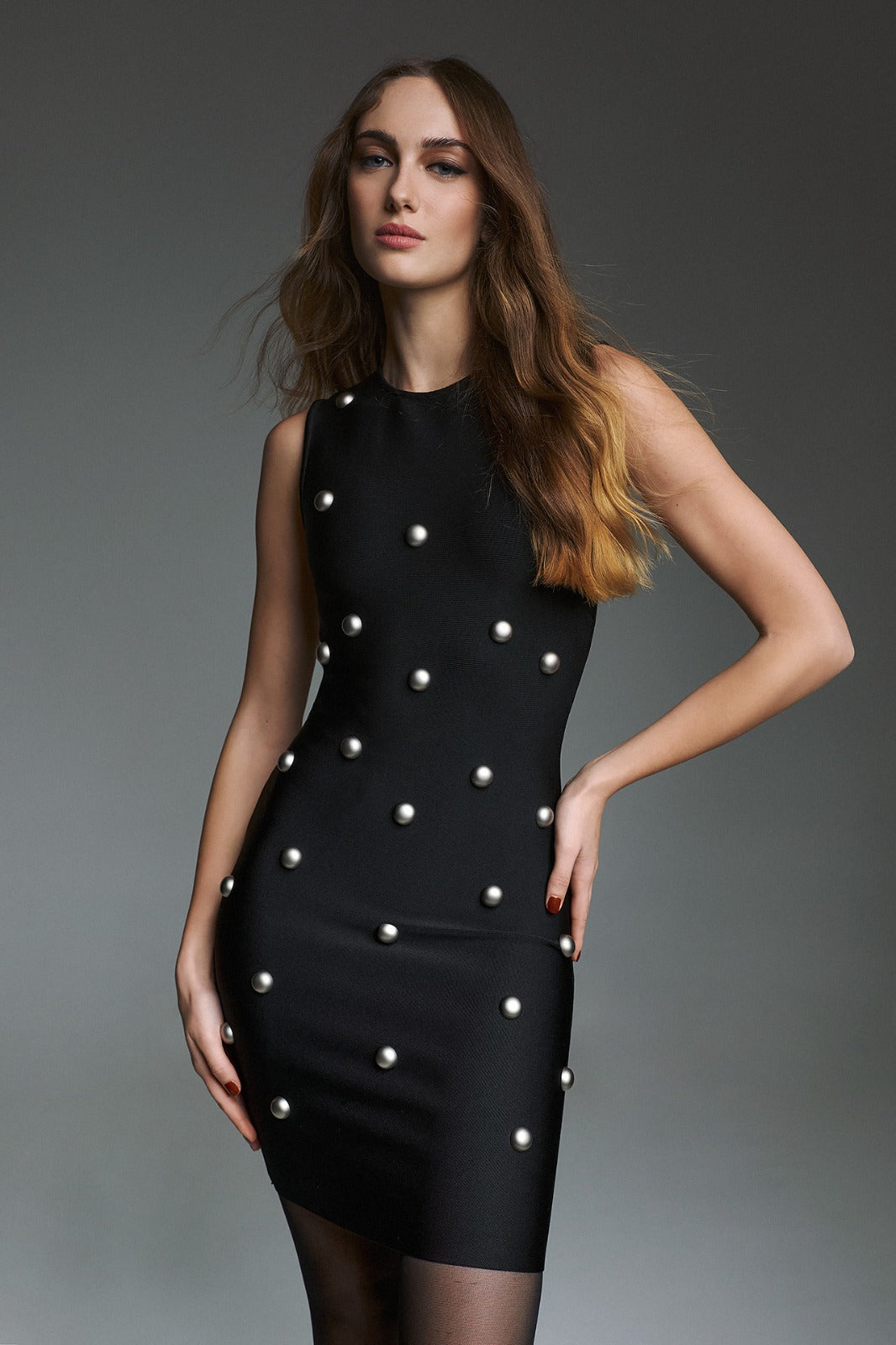 TWINS - MINIDRESS IN MAGLIA STRETCH CON PERLE MAXI