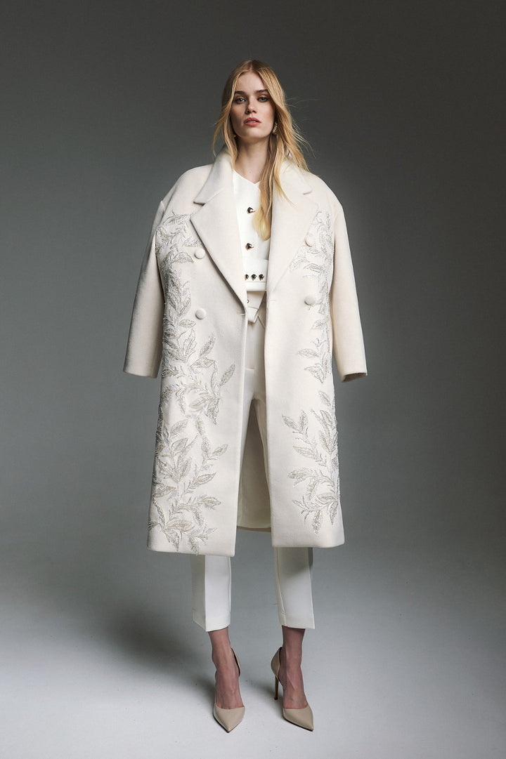 TWINS - CAPPOTTO DOPPIOPETTO CON RICAMI A RAMI E CRISTALLI