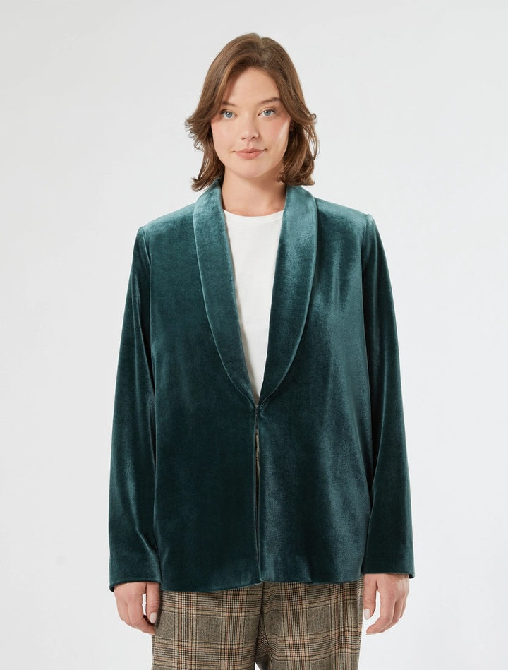 PERSONA - GIACCA BLAZER IN VELLUTO - VERDE BOSCO