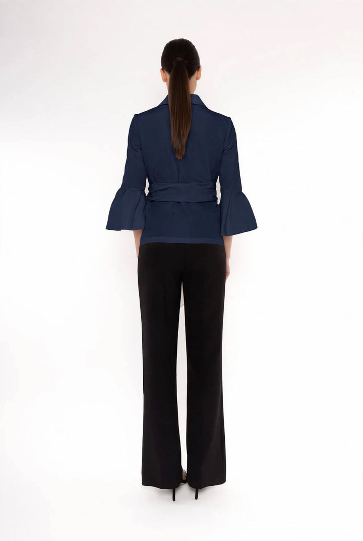 CARLA RUIZ - CAMICIA ELEGANTE CON FIOCCO IN VITA E MANICHE A BALZE