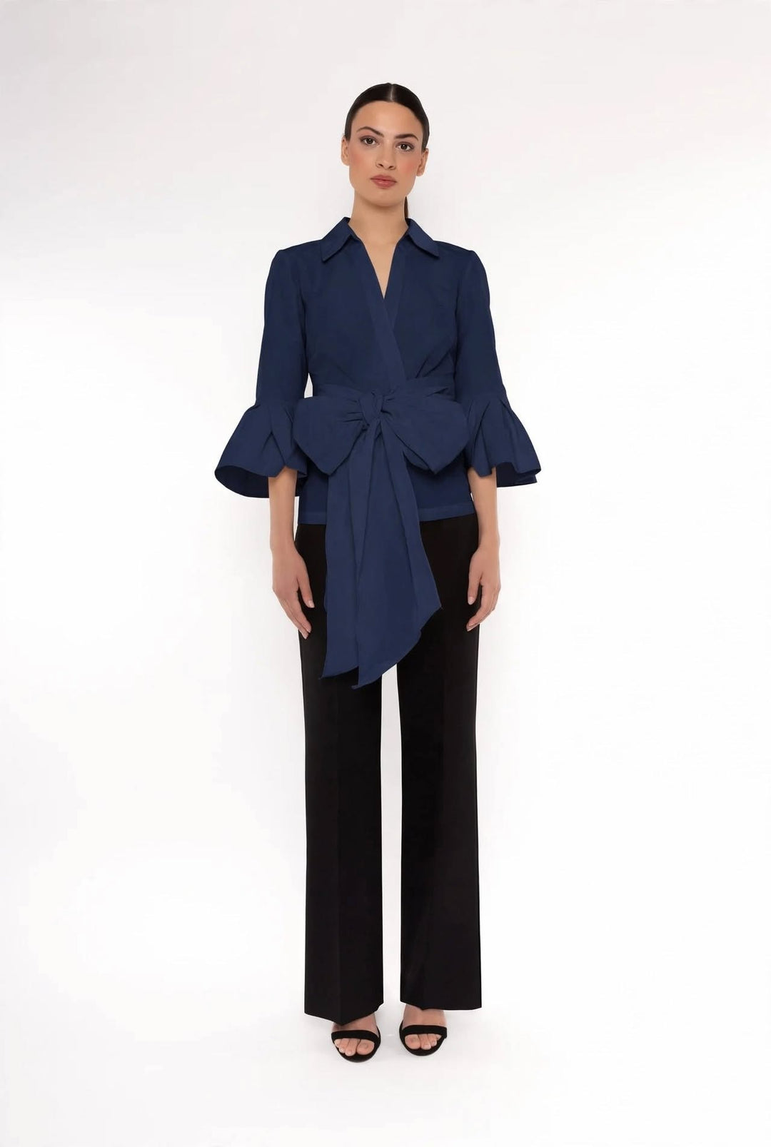CARLA RUIZ - CAMICIA ELEGANTE CON FIOCCO IN VITA E MANICHE A BALZE