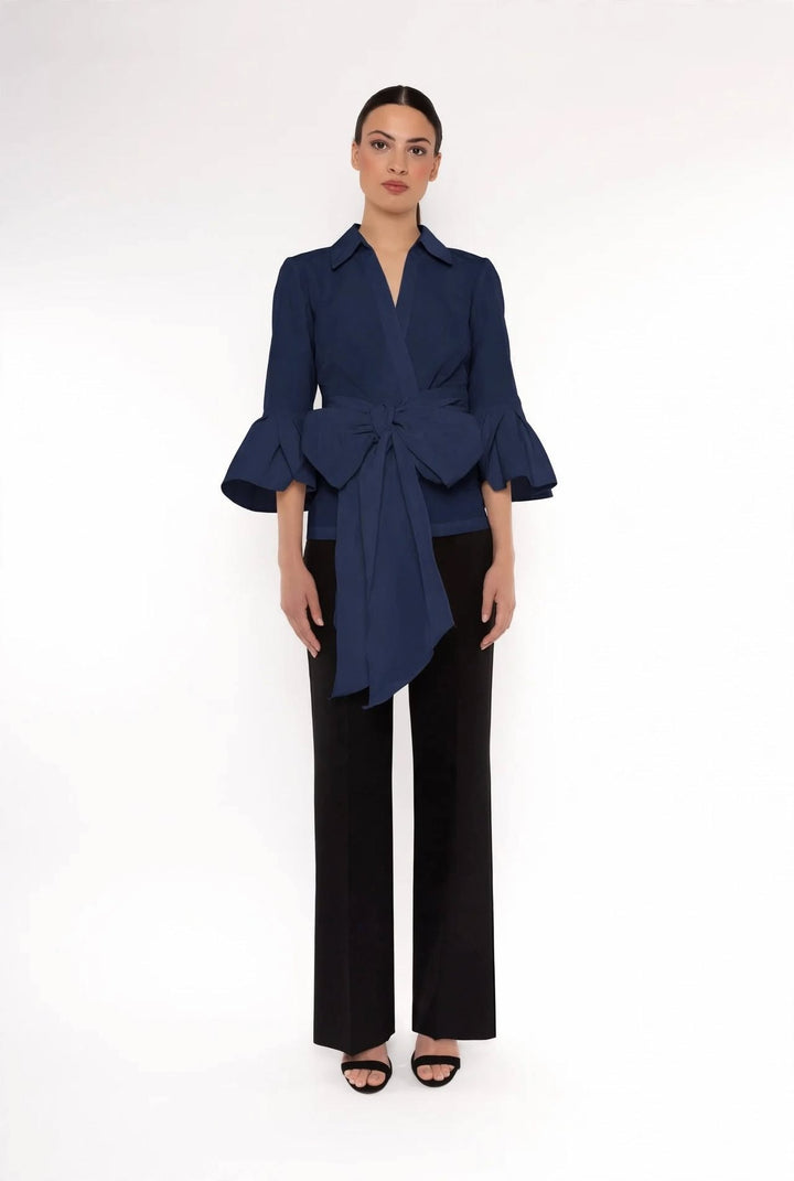 CARLA RUIZ - CAMICIA ELEGANTE CON FIOCCO IN VITA E MANICHE A BALZE